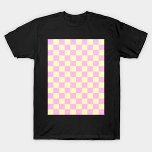 Pink and Yellow Checkered Pattern T-Shirt